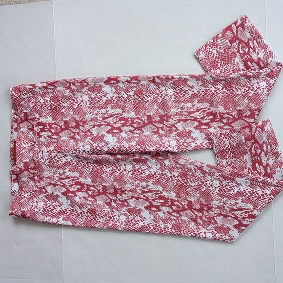 Krazy Larry Snakeskin Print TUMMY CONTROL Rayon Pants 12 Red White - Picture 2 of 15